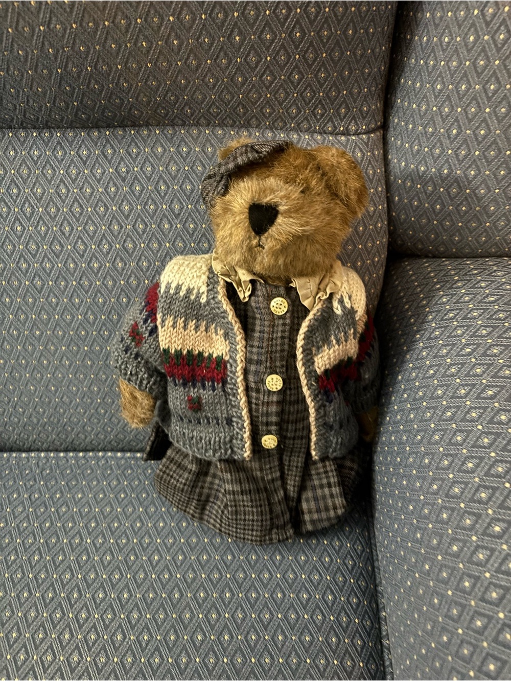 Vintage Boyds Bear Zelma G Berriweather Plaid Dress Knit Cardigan Bow TBBW 11"